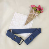 青衣麻相 懒人裤带隐形皮U带夏季装饰弹力松紧牛仔裤腰带女士可调节收腰 深牛仔蓝