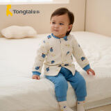 童泰秋冬3个月-3岁婴幼儿衣服宝宝居家长袖长裤保暖内衣对开套装 蓝色 73cm