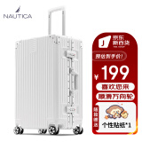 NAUTICA行李箱女士铝框大容量22英寸旅行箱万向轮出差拉杆箱密码皮箱
