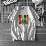 夏季新款潮牌港风复古短袖T恤男纯棉潮ins韩版潮流学生情侣装宽松半截袖 灰T-0642// M  (160-175CM  55-61KG)