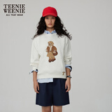 Teenie Weenie小熊秋季简约圆领套头卫衣学院风短款上衣休闲时尚女 象牙白 L (170) 【尺码偏大，建议拍小一码】