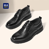 海澜之家（HLA）男鞋商务休闲百搭皮鞋男简约正装德比鞋子HAAPXM3AC90182 黑色45
