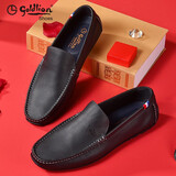 金利来男鞋新款商务休闲皮鞋男士豆豆鞋套脚驾车乐福鞋一脚蹬软底皮鞋 黑色 37 （欧码比国内码大一码）