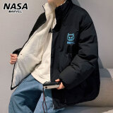 NASA MARVEL棉衣男外套男冬季防寒保暖棉服男青春潮流棉袄男流行羽棉绒袄服男 黑色特价款 XL