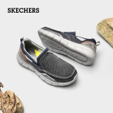 斯凯奇（Skechers）男鞋休闲鞋百搭时尚帆布鞋舒适复古一脚蹬 海军蓝色-465 39.5