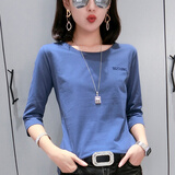 在礼七分袖t恤女新款2025年衣服宽松时尚中袖女款短袖百搭上衣潮流 七分袖-蓝 XL