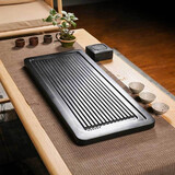 源韵 排水功夫茶盘大号天然乌金石茶盘小号石头茶台石材茶具石质茶托  60*30*3