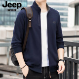 吉普（JEEP）夹克男外套2025春秋季新款纯棉时尚休闲运动宽松大码男装上衣 9002蓝色 XL(建议151-165斤)