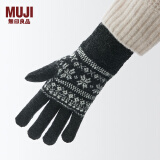 无印良品 MUJI 男女通用 羊毛混纺里起毛 触摸屏手套 无性别 男款女款 深炭灰色图案 185/95mm