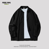Foss Phil长袖衬衫男士春夏季港风休闲衬衣打底衫外套冰丝薄款7304黑色XL
