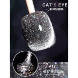 蜜糖小姐奶茶晶石猫眼指甲油胶2025年新款春夏流行小灯泡猫眼胶美甲店专用 镭射猫眼12-10ml 送猫眼磁铁