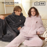Teenie Weenie小熊女士加绒睡衣秋冬季连帽加厚保暖家居服套装男 轻紫色（女款） M 建议162-169cm/115-135斤(女)