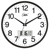 康巴丝（Compas）挂钟时尚卧室客厅办公时钟日历挂表简约创意石英钟表 2941Y日历黑白色直径30cm