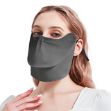 solosunny防晒口罩超大女士防紫外线护眼角冰丝透气夏季薄款防晒面罩可水洗 深灰色【面料升级】 成人均码