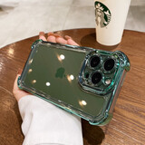韵宁四角气囊加厚防摔适用苹果17手机壳苍岭绿电镀iPhone手机保护壳新款透明高级感全包镜头保护轻奢 绿色-四角防摔太空壳 iPhone13ProMax