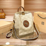 ESDS香港品牌复古双肩包情人节简约轻便通勤背包女士出游旅行两用书包 棕色（专柜礼盒套装）