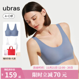 ubras【2件装】无尺码免拆美背内衣女背心无钢圈文胸罩无痕 圆领蓝色+格纹浪花领椰椰奶色 均码（A-C杯）