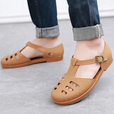 越南橡胶凉鞋男士包头老式复古怀旧休闲沙滩鞋防水国潮解放洞洞鞋 1958棕色 40