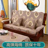 添富贵实木沙发垫带靠背新中式红木沙发坐垫老式联邦春秋椅海绵垫子 富贵鎏金咖 45*45cm抱枕靠垫