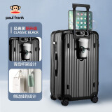 大嘴猴（Paul Frank）铝框拉杆箱大容量行李箱加厚旅行箱轻音万向轮出差皮箱抗压密码箱 尊贵黑/加大防刮拉链升级款 26英寸