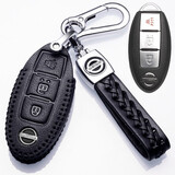 2022款日产奇骏钥匙套轩逸钥匙包逍客钥匙扣尼桑天籁楼兰途乐骐达途达蓝鸟劲客高档真皮专用女保护套壳链 D款黑色（一键启动 3键）