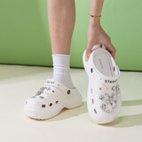 星期六【踩屎感软底】洞洞鞋厚底女鞋包头半拖沙滩凉鞋百搭凉拖鞋女外穿 白色 36