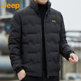 JEEP吉普羽绒服男冬季短款休闲立领外套保暖双面穿衣服男装 黑色 XL