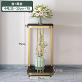 昆冠轻奢花架子北欧室内家用阳台岩板置物架铁艺客厅简约花盆摆放架 金色支架（75cm）+黑金【岩板】