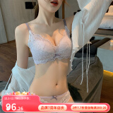 Carey Kay品牌内衣女无钢圈聚拢文胸小胸性感蕾丝上托调整型少女文胸罩套装 烟紫色-套装(偏小一码) 75=34(AB通杯)