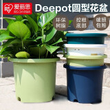 爱丽思（IRIS）Deepot花盆加厚树脂控根圆口绿萝绣球蔷薇月季塑料花盆 9号蓝色(口径约30cm)无盆托