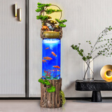 居如家高山流水摆件循环水乔迁之喜搬家礼物客厅落地风水轮招财创意鱼缸 7153小号(长37*宽35*高139cm)