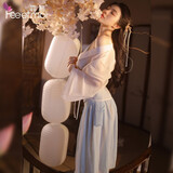 霏慕 情趣内衣性感套装汉服国潮经典古风透视网纱睡衣免脱内裤情趣套装  【肚兜+纱裙+外罩衫+T裤】7060  