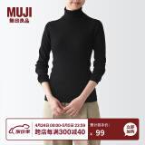 无印良品（MUJI）女式 罗纹可水洗高领毛衣 长袖打底针织衫上衣毛衫 BAG01A1A 黑色 M 160/84A