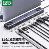 绿联Type-C桌面扩展坞USB-C转HDMI投屏VGA网线转接头3.5音频通用苹果15Mac笔记本转换器十一合一带供电