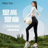 FitonTon鲨鱼裤外穿女春秋提臀收腹打底裤高腰微压芭比裤子紧身瑜伽裤 黑M