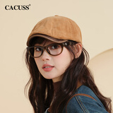 CACUSS前进帽女复古灯芯绒贝雷帽秋冬帽子女报童帽画家帽男 驼色