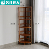 名仕匠人 放茶叶的木架子转角架三角柜架浴室搁板置物架实木储物架楠竹鞋架鞋柜墙角架角落架 5层 3