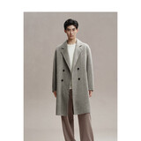 太平鸟男装毛呢大衣冬长款双面呢外套休闲宽松质感 燕麦灰 L 