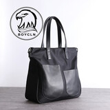 BOY CLN品牌 单肩包女 新款真皮女包大容量饺子背包休闲商务通勤尼龙手提电脑包男上班斜挎包托特包 典雅黑 大号