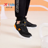 特步（XTEP）儿童童鞋男童小童时尚潮流休闲跑鞋 黑/荧光亮橙 32码