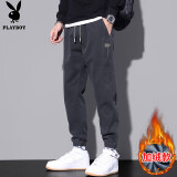 花花公子（PLAYBOY）工装裤子男秋冬季休闲裤男士束脚宽松潮流加厚保暖长裤