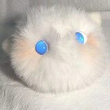 远硕腮红猫猫球好rua毛茸茸手作毛绒球球猫咪钥匙扣可爱少女心挂件 白球猫猫（蓝色）