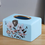 仲精置造欧式抽纸盒茶几创意纸巾盒餐巾盒客厅家用客创意多功能摆件工艺品 方形陶瓷荷塘月色纸巾盒
