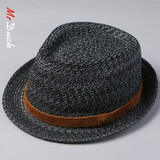 Mr DUCK进口菲律宾亚麻 手工帽子男士夏天卷边小礼帽 轻便可折叠防晒草帽 拿铁灰（菲律宾亚麻）-MS196226 L（适合60cm及以上头围）