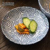 K-UNING 日本进口碗碟餐具釉下彩唐草纹系列面碗饭碗咸菜钵 5.0皿 古染蛸唐草