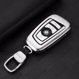 迪加伦 适用于宝马汽车钥匙包 新宝马5系7系 X5 X6 X1 2系 3系 x3钥匙壳套钥匙扣 A款-月光银 宝马专用钥匙包 改装
