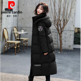 皮尔卡丹（pierre cardin）羽绒服女中长款过膝2026年新款冬季加l肥大l码女装200斤冬装外套 黑色 M 建议105-120斤