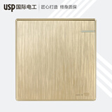 USP国际电工国际电工开关插座面板86型暗装二三插拉丝金色电脑墙壁电源插座 一开单控开关/16A