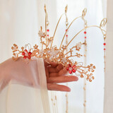 戎夏古装汉服头饰 大发冠长流苏手工发冠 古风发冠 沐樱发冠金