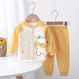 赞翠春夏秋冬纯棉开衫宝宝内衣套装两用档婴儿秋衣秋裤套新生儿家居服 JCN053小兔黄色（无骨衣） 73 建议4-8个月